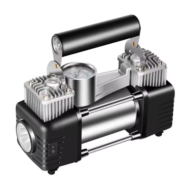 Сверхмощный 12 В портативный мини-электрический воздушный насос автомобильный компрессор для шин 2-цилиндровый