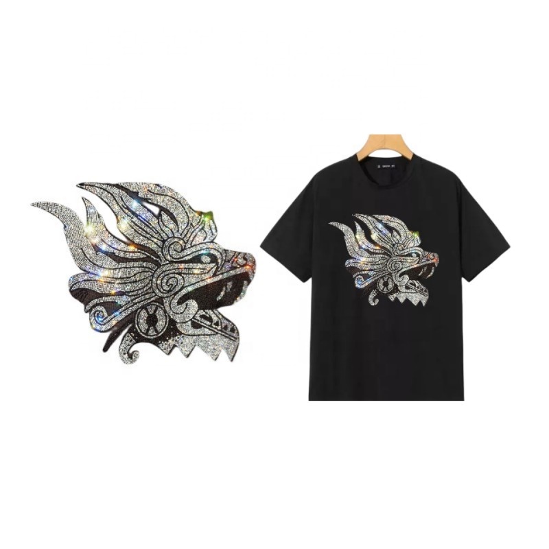 Dragon Rhinestone Transfers Heat Press Stickers Sheet Strass Hot Fix Applique for T shirt Dress