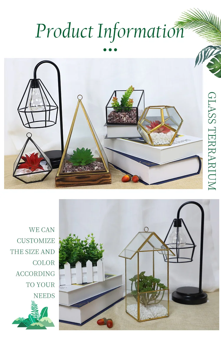 Large Size Glass Plant Terrarium With Wooden Stand Miniature Garden ...