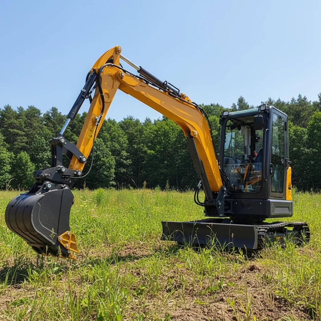 Ny 2,5-tonn grävmaskin med EURO 5- och EPA-certifiering, svängbar boom och hydraulisk pilotdrift