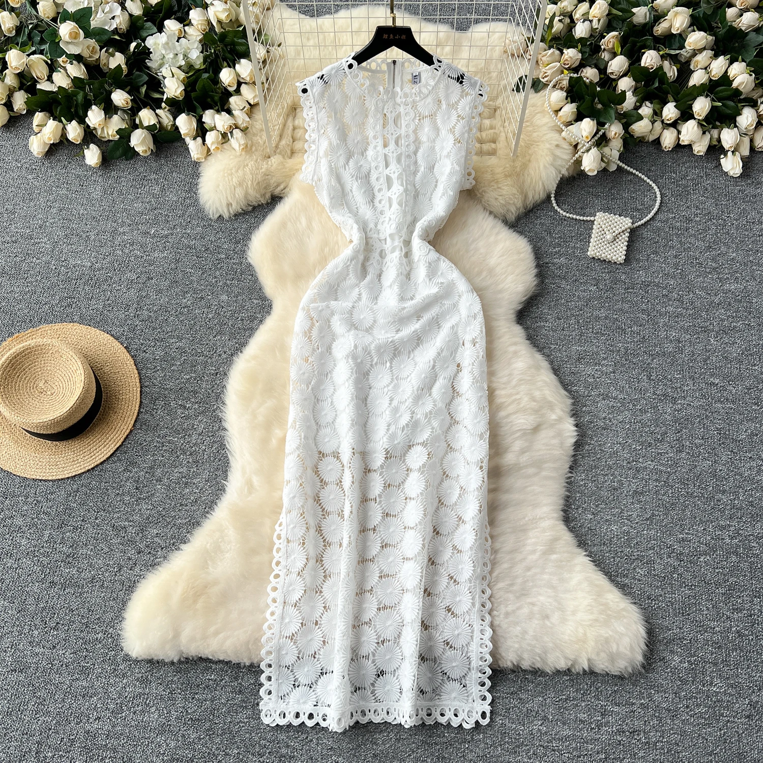 white christmas dresses Megan Slinky and Mesh Maxi Dress / Black | Meshki main image 0