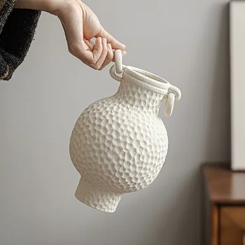 Dual-Ear Handle Ancient Greek Vase Style Indoor Ceramic Pots for Plants Home Decor Ornament Centerpieces Ceramic Flower Vase