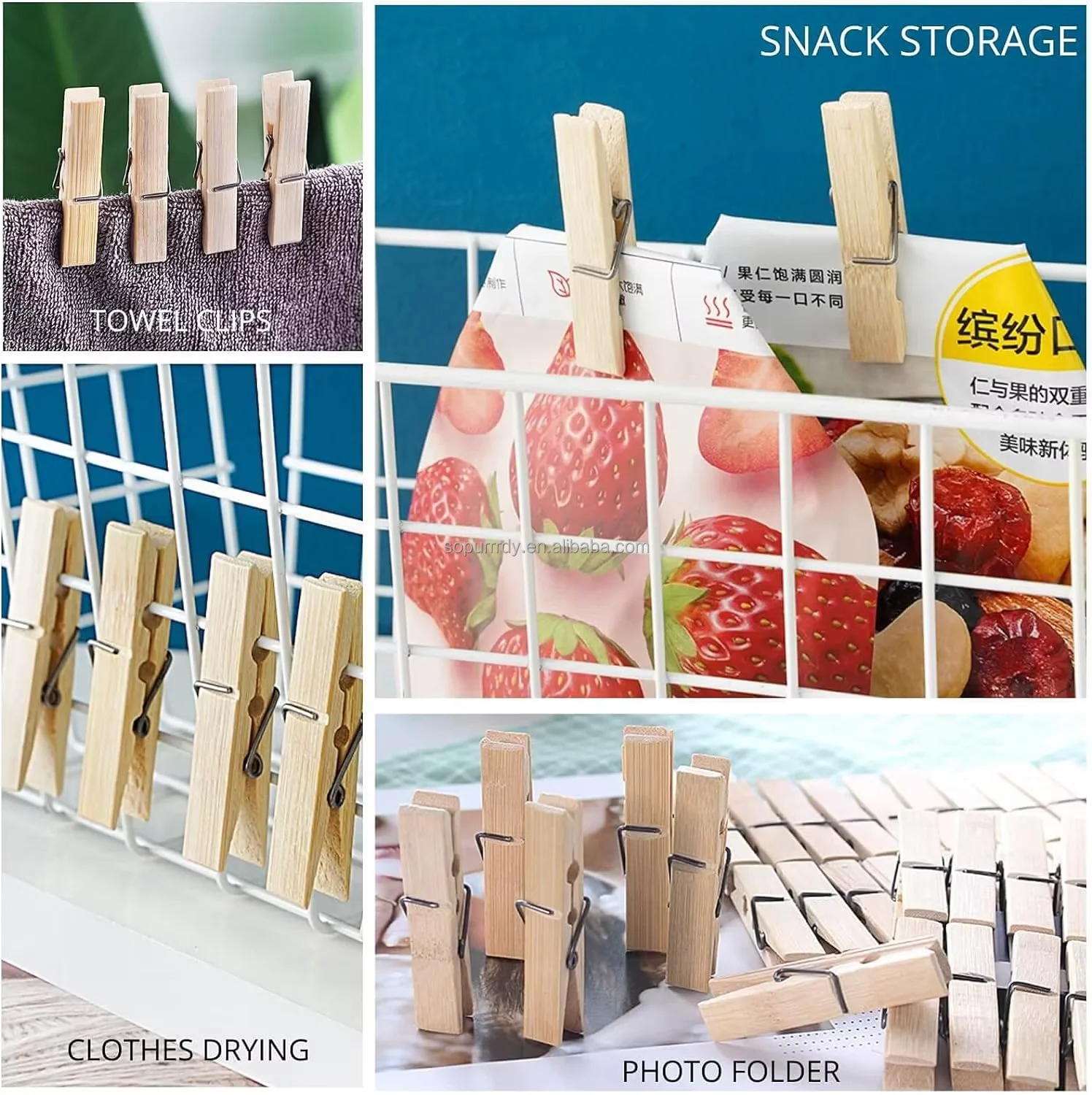 Custom Logo Multi-Use Eco-friendly Natural Bamboo Mini Clothes Clips ...