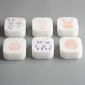 Printed Shape Logo Double Layer Printed Cute Melamine Sponge Kitchen Cleaning Sponge Daily Use White Sponge