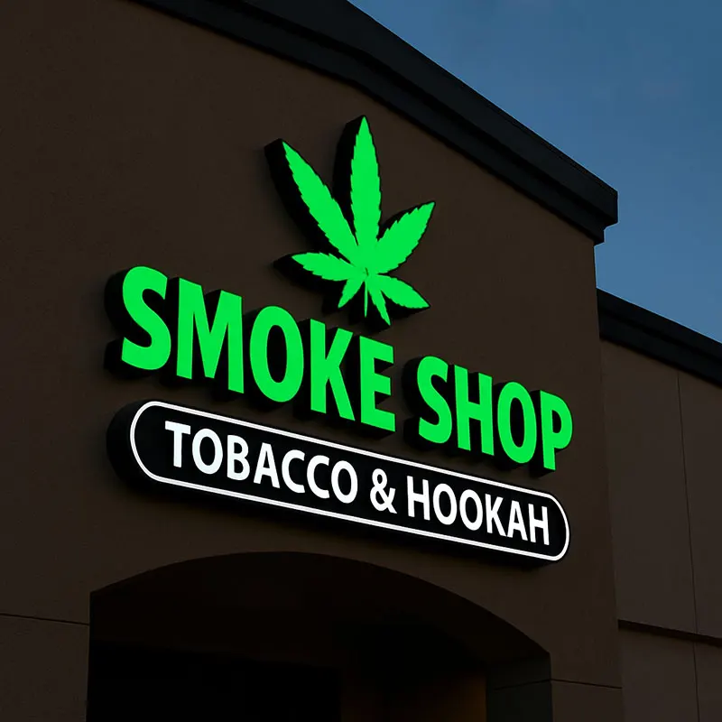 tobacco shop sign Custom Smoke Shop Sign Led Channel Letters Logo Store Front Facelit  Illuminated 3D Letter Sign