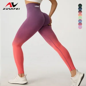 Wholesale Seamless High Waist Yoga Leggings Butt Lift Sportswear Gym Fitness Color Gradient Womens Sportswear