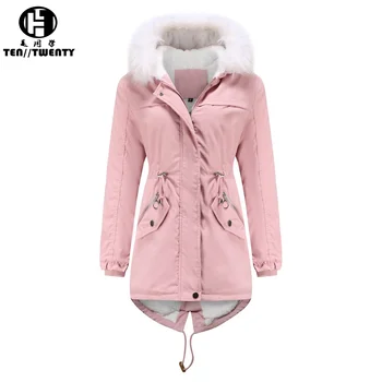 Factory Direct Sales New Solid Color Thickened Women Long Parka Wholesale High Quality Polyester Winter Women Parka
