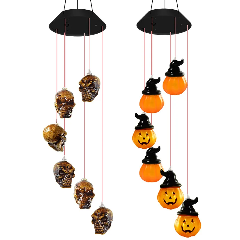 Stock Decoration Halloween 6 LED Solar Power String Lighting Halloween Decorations Outdoor Holiday Pumpkin Bat Skull Lights manufacture