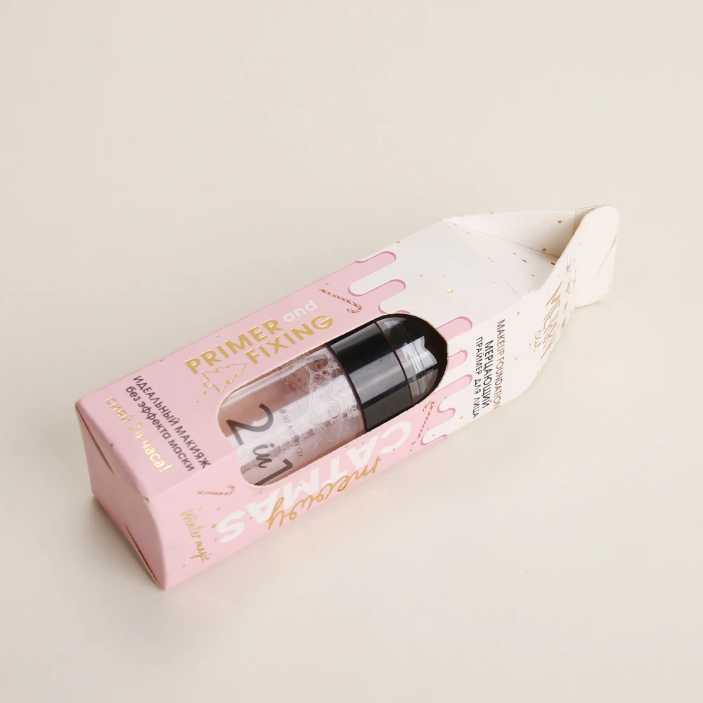 Jinayon Custom White Card Paper Window Opening Box Skin Care Serum Packaging UV Coating Embossing Folding Soft Cosmetic Box