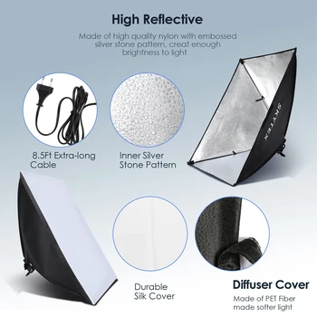 Portable Photography Set Softbox with 2m Tripod Professional Photography Studio Lighting 85W 150W Light Bulb with Softbox Kit detail image