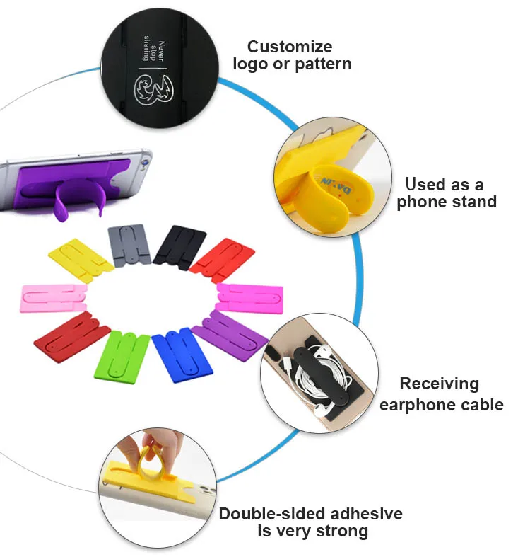 Cell Phone Silicone Stand Card Holder Wallet Sticky Phone Silicone Card