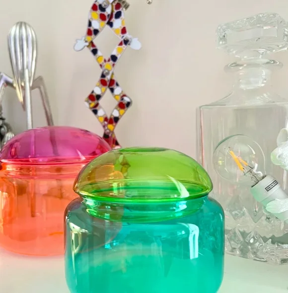 Customized Colorful Glass Candle Jars for Wedding Household Candle Jar With Glass Lid