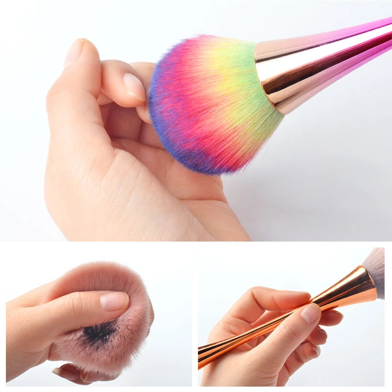 Powder Soft Cleaning Gradient Handle Glitter UV Gel Makeup Blush Concealer Nail Art Dust Slim Waist Brush Remover Brushes