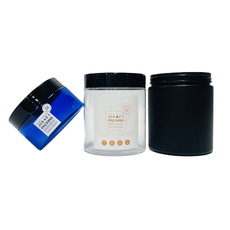 Cosmetics Storage Container 250g 300g 250ml 300ml Frosted Clear PET Plastic Jar With Plastic Screw Cap