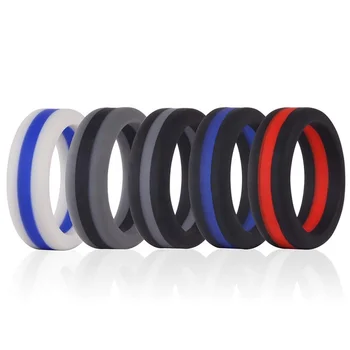 Free Shipping Two Tone Silicone Rings Men