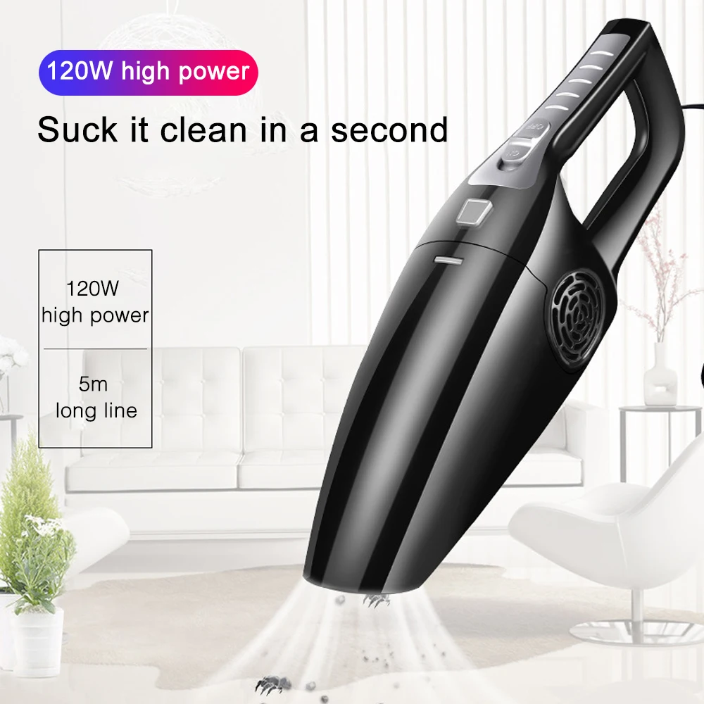 120w 3600mbar Car Vacuum Cleaner High Suction Handheld 12v Mini 5 Meter Noodle Dry And Wet Dual