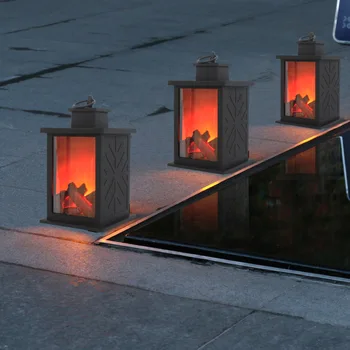 Draagbare open haard lantaarn batterij aangedreven open haard & USB Desktop Open haard Simulatie LED Mini Open haard met Handvat Open haard Lamp voor Indoor Outdoor