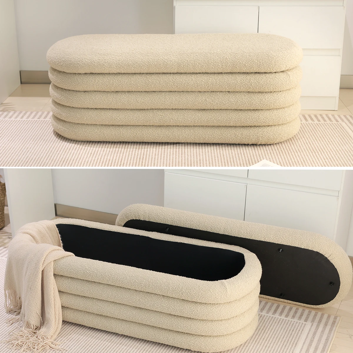 New Design Big Ottoman Bench Velvet Stool Bed End Bench Seat