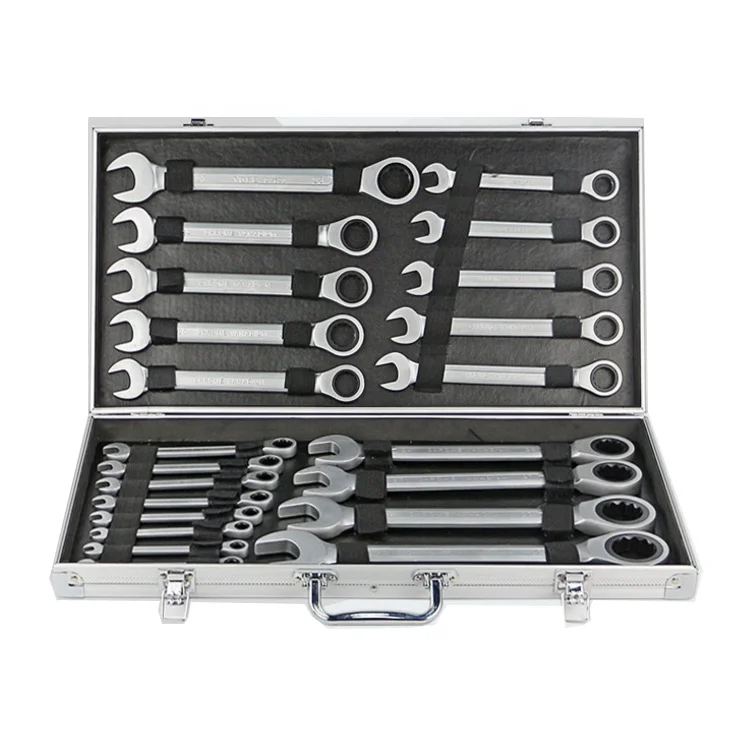 22pcs Gear Spanner Set Chrome Vanadium Steel Rachet Wrench