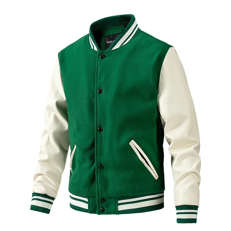 Autumn and Winter Fashion American Baseball uniform Woolen mens gym clothes Sleeve Men's Jackets_voghion.com