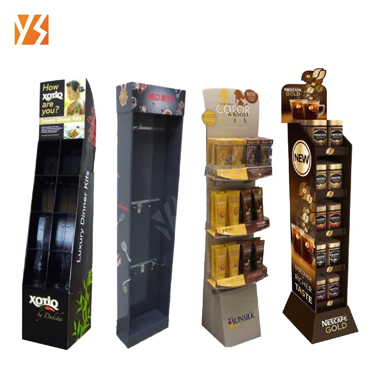 Modern Cardboard for POP Floor Display Stand Supermarket Corrugated Paperboard Sanitary Napkin Daily Necessities Display Racks