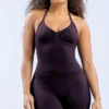 Black off-shoulder bra pants