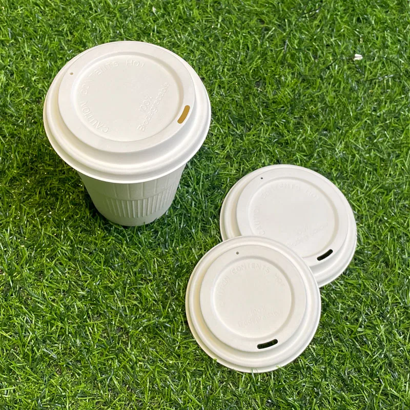 100% Biodegradable Compostable Lids Disposable Sippy Sugarcane Pulp Cup Lid
