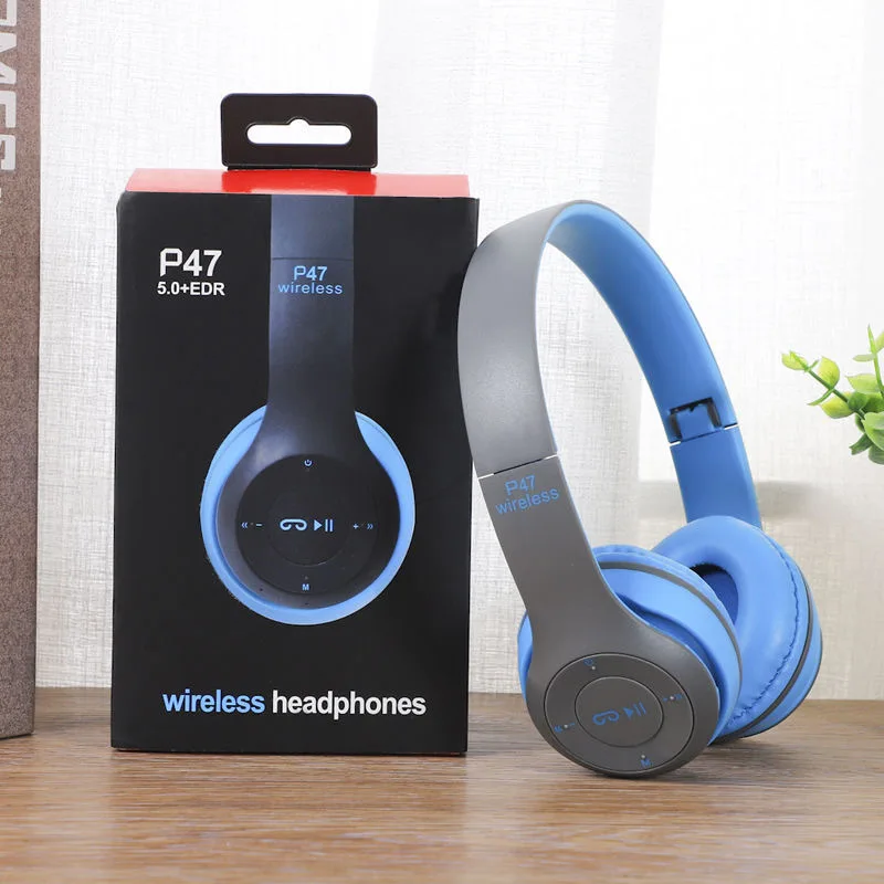 P47 BT Headphones USB Wireless Adapter  4.1 Wireless Foldable Lightweight Headphones Headphones Aux Fon Telinga