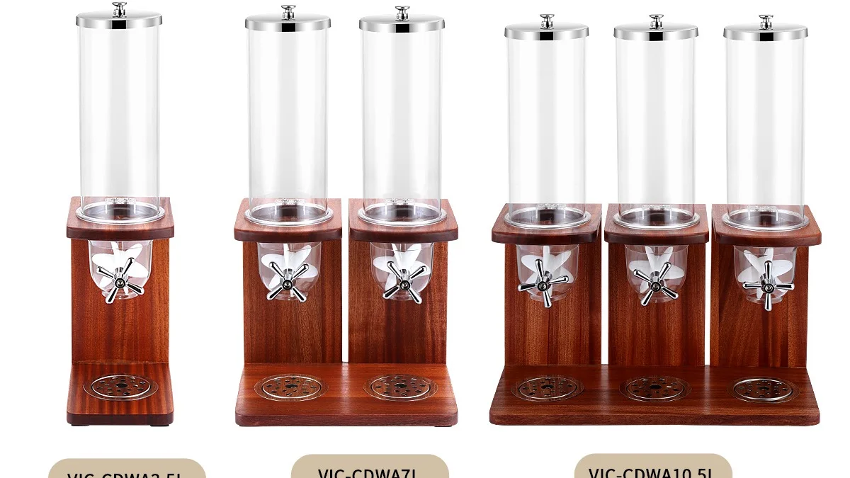 Sapele Wood Cereals Buffet Dispenser Cereal Dry Food Cereal Dispenser