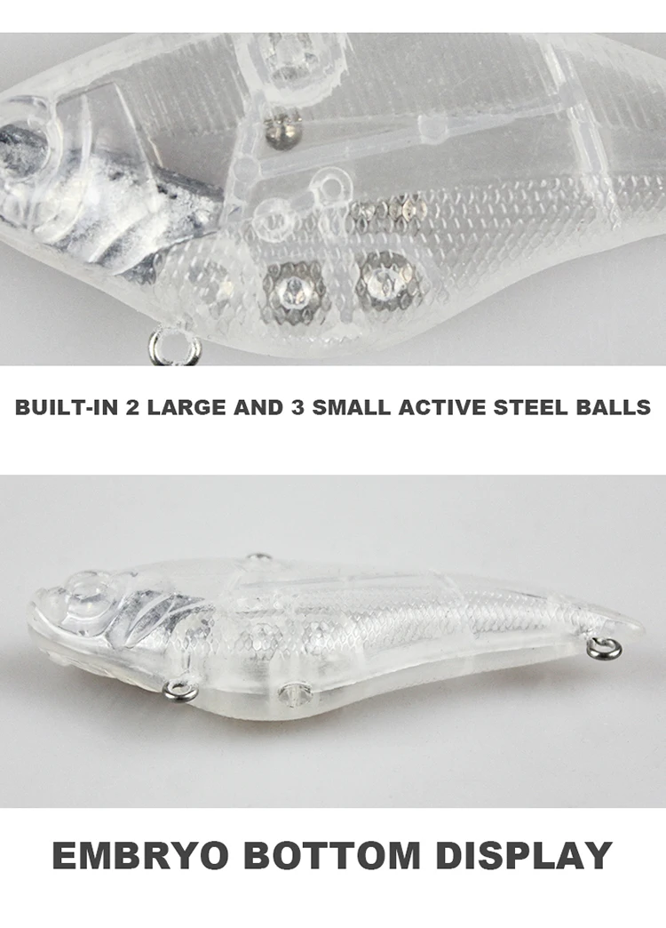 Blank Hard Bait Vibration Lure 70mm 13.5g Slow Sinking Unpainted Vibe