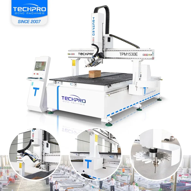 1530 Wood CNC Router Automatic Tool Change 1325 4 Axis Swing Head ATC CNC Router for 3D Model