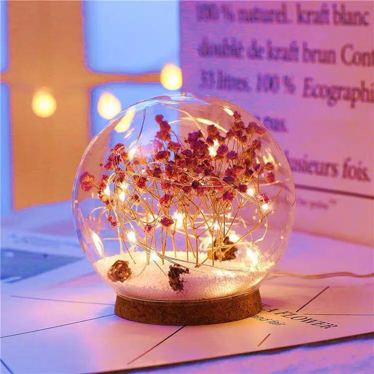 Totoro OEM Battery Operated USB Table Lamp Christmas Village Water Lantern Liquid Snow Globe Glass Xmas Decor Led Night Light