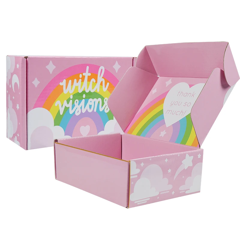 Lower Factory Price Customized Print logo pink Silver Foil Gift Packaging Corrugated Shipping Mailer Paper Box