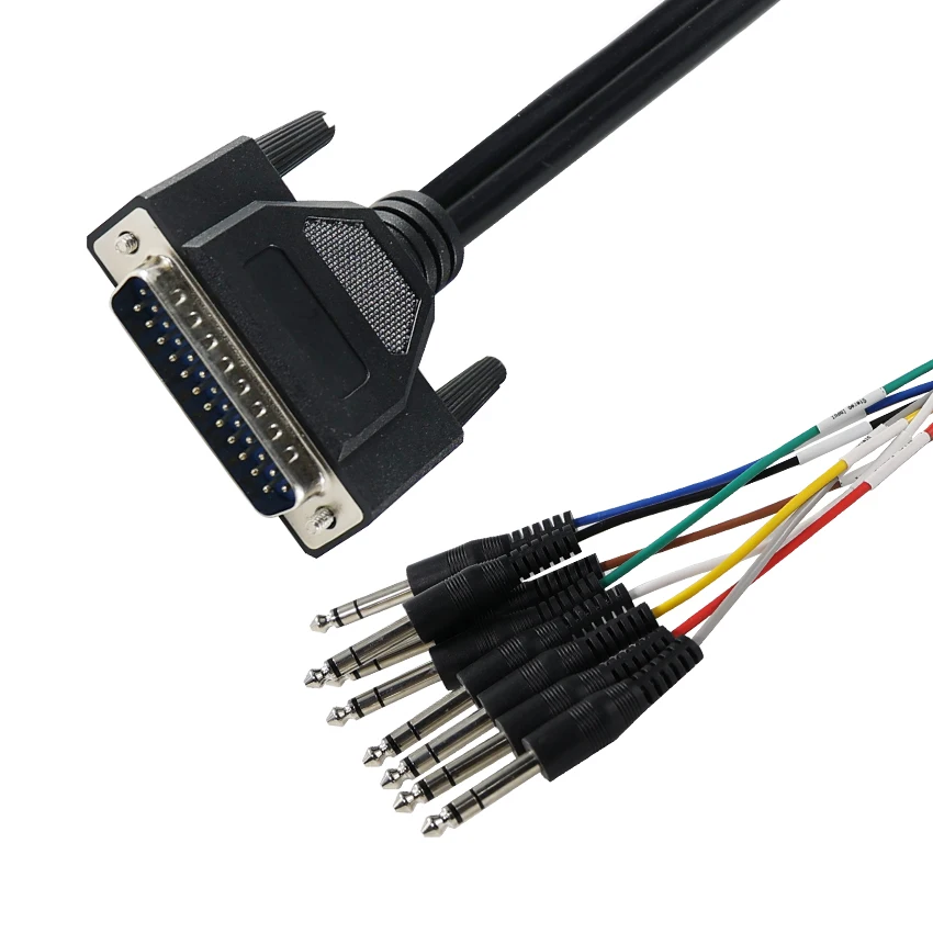 8-Way DB25 to DC Jack 3.5mm Audio Cable Splitter Quick D SUB 25 Pin with Round Split Black Cable of 1m 2m 10m Lengths