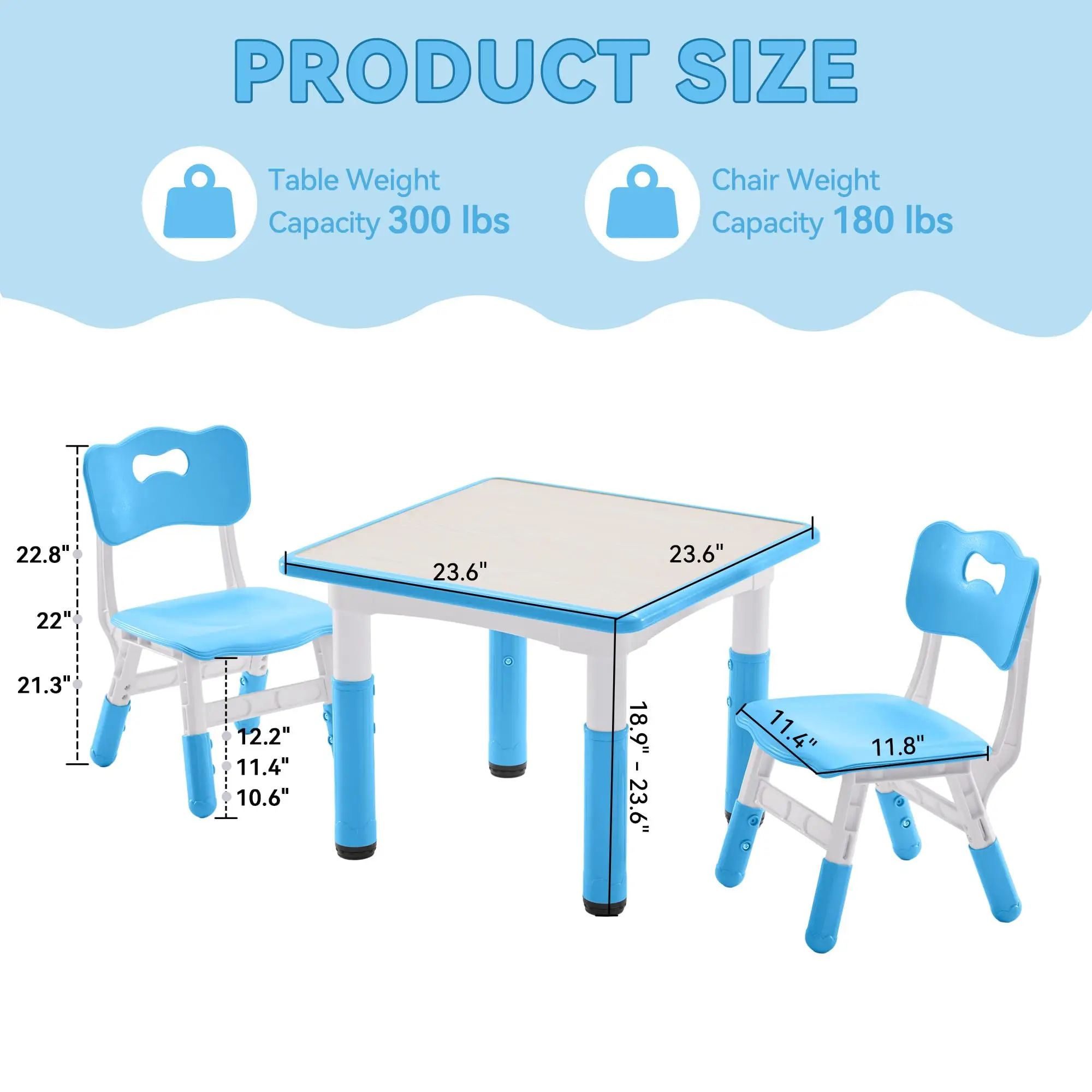 Kindergarten Table and Chair Set,Plastic Baby Table Chairs,Tabletop Graffiti Height Adjustable Study Desk Kids Daycare Furniture