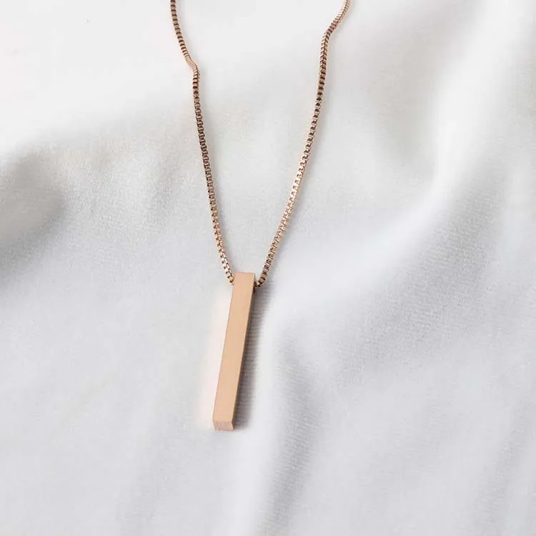 Chain 3D Bar Pendant Necklace Chain 3D Bar Pendant Necklace