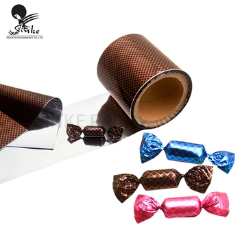 customized colorful candy wrapping paper metalized pet vmpet aluminum foil  twist film for toffee candy