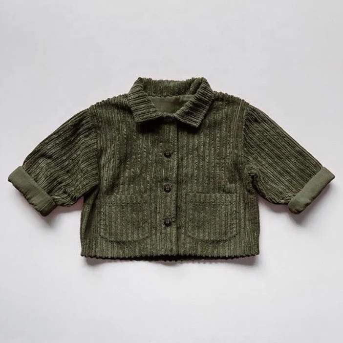 2025 New Spring Autumn Children Outwear Jacket Solid Color Corduroy Cotton Casual Boy  Coat