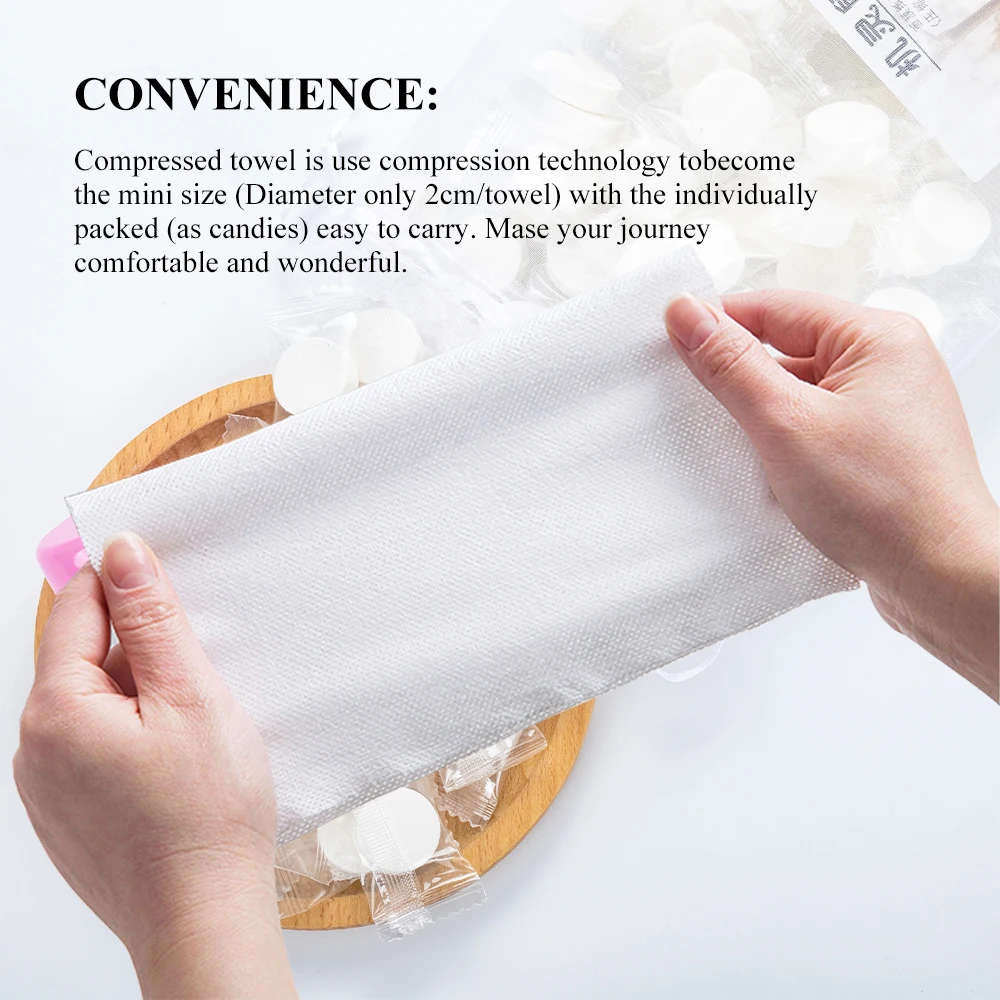 100 Disposable Compressed Face Towel Tablets – Cotton Wipes For Travel, Gym, Home