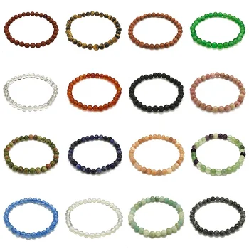 6mm cheap bracelets gemstone round beaded fashion bracelets more than 30 kinds of different stones