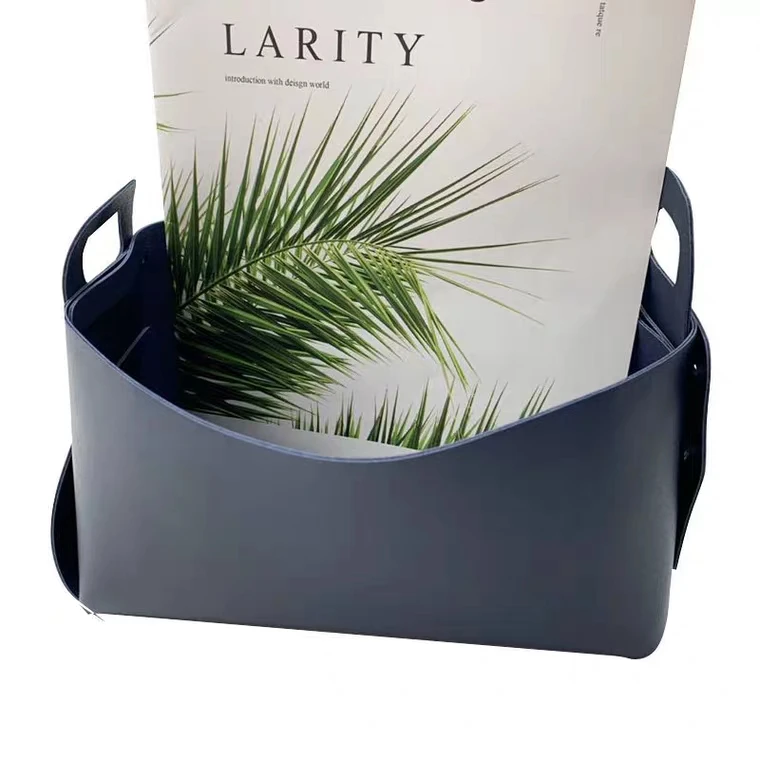 Leather Home Storage Box Desktop Foldable Sundry Storage Baskets Organizer Storage
