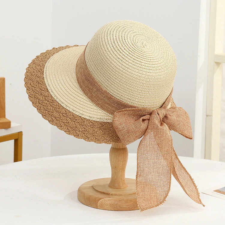 Beach Vacation Bowknot New Fashion Summer Women's Sun Wholesale Custom Straw Hat_voghion.com