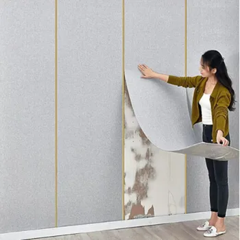 Popular 3D self-adhesive wallpaper stripe room aluminum film adhesive wallpaper simple peel and stick wallpaper