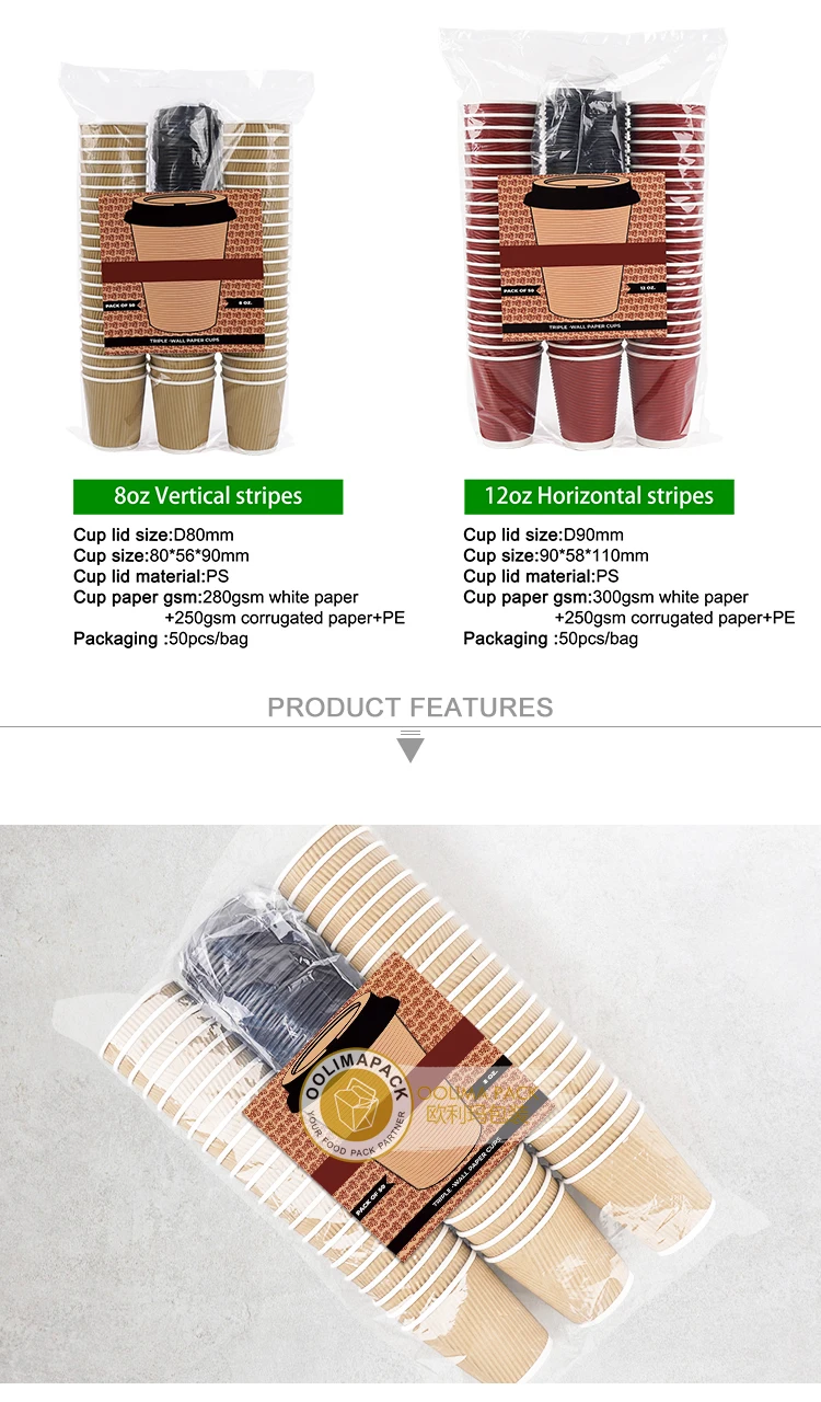 OOLIMAPACK High Quality Ripple Double Wall Red Paper Cup With Lid for ...