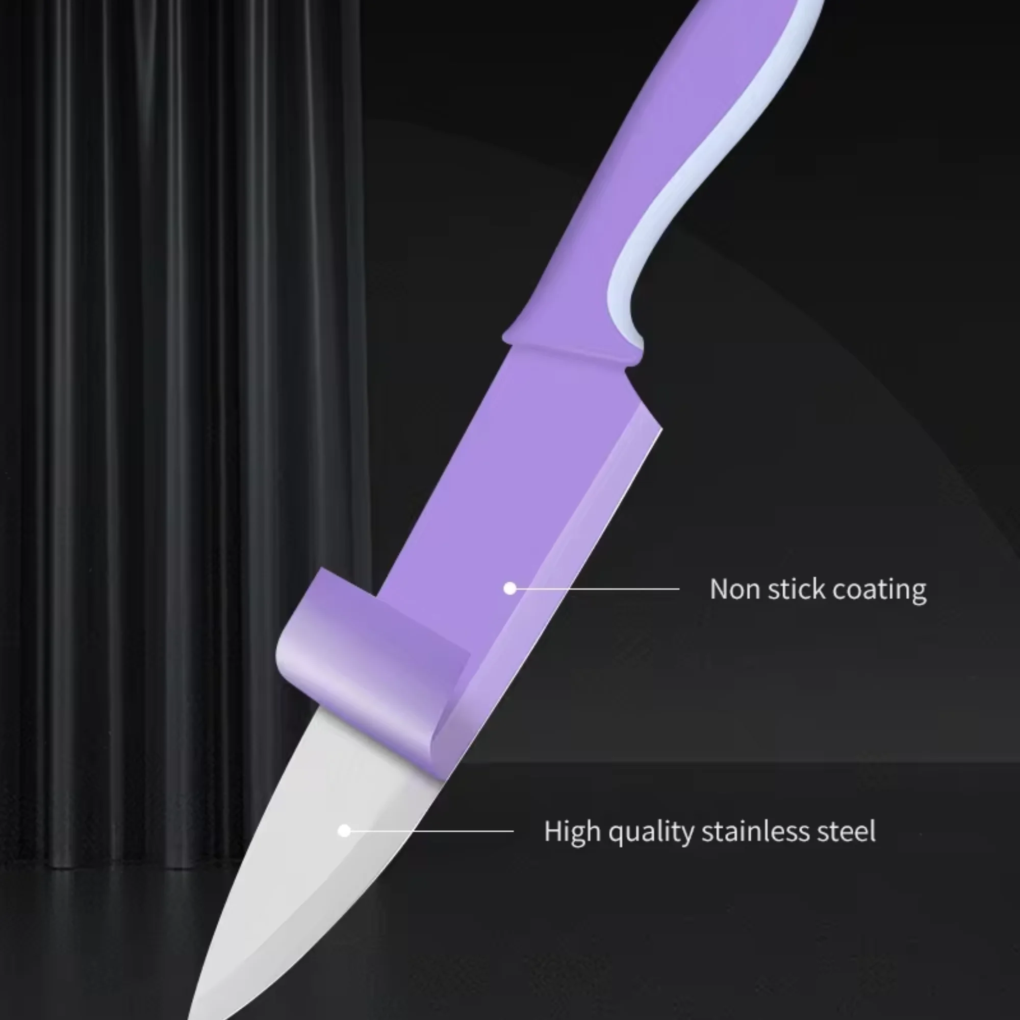 6 PCS Stainless Steel Chef Colorful Non Stick Kitchen Knife Set With Knife Sheath