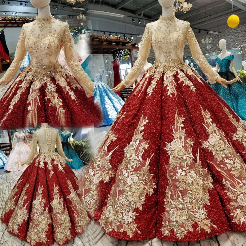 Buy > red and gold dress for wedding > in stock
