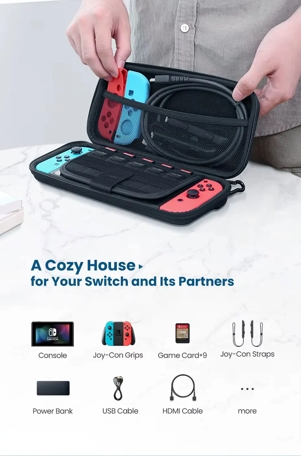 product oem eva bag accessories console cards cables durable storage case for nintendo switch oled lite-29