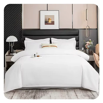 Five-star 100% cotton custom hotel deluxe White Duvet Cover bed sheet and quilt set four pieces of bedding set