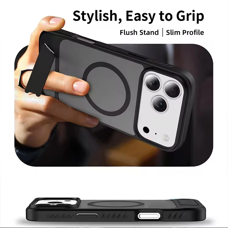 product matte magnetic kickstand phone case for iphone 17 14 pro max invisible bracket phone cover for iphone 17 air mobile phone cases-5