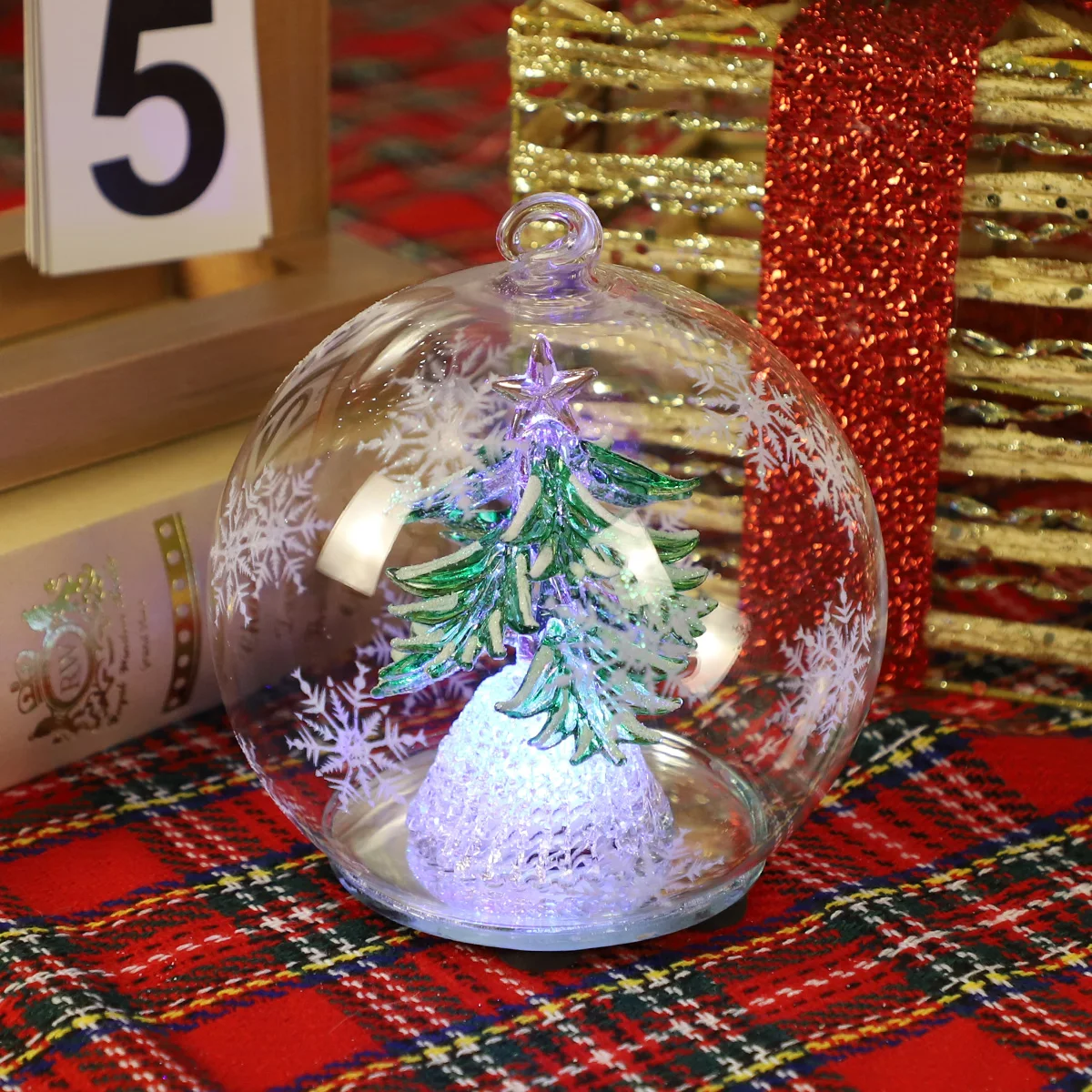 Handmade manufacturer hanging glass christmas tree baubles ornament christmas decoration led light glass ball for sale